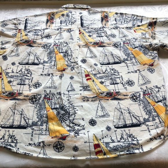 Puritan Casual Button-Down Shirt Men’s Size 3XL Short Sleeves Sailing Boats - Picture 10 of 13